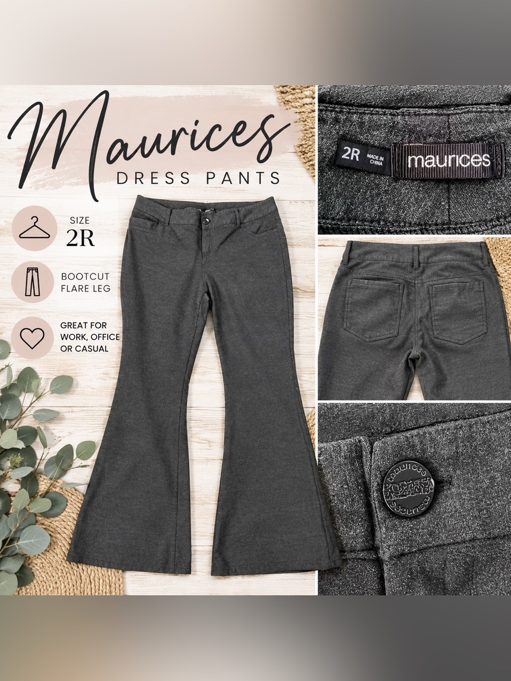 Maurices Dark Gray Flare Pants